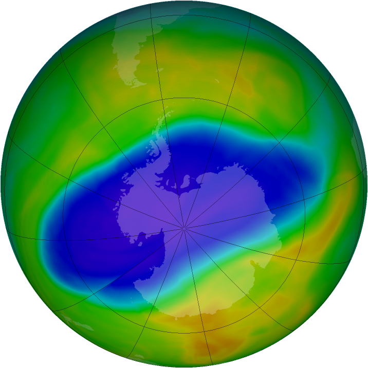 Antarctic ozone map for 25 October 2005